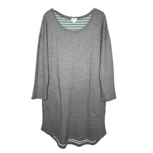 Caslon Women‎ Gray Striped Pocket Tunic Dress Long Sleeve Size L